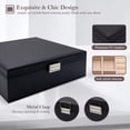 thumbnail image 4 of ProCase Joyero para Mujer, 2 Capas, Organizador de Joyas de Cuero Grande, Estuche de Almacenamiento con Almohadilla extraíble para Pendientes, Color Negro, 4 of 5