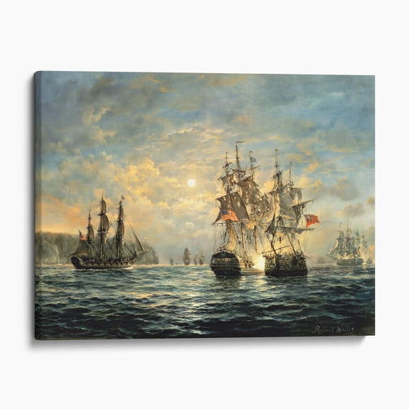 Engagement Between the Bonhomme Richard and the Serapis off Flamborough Head, 1779 Canvas Wall Art Print