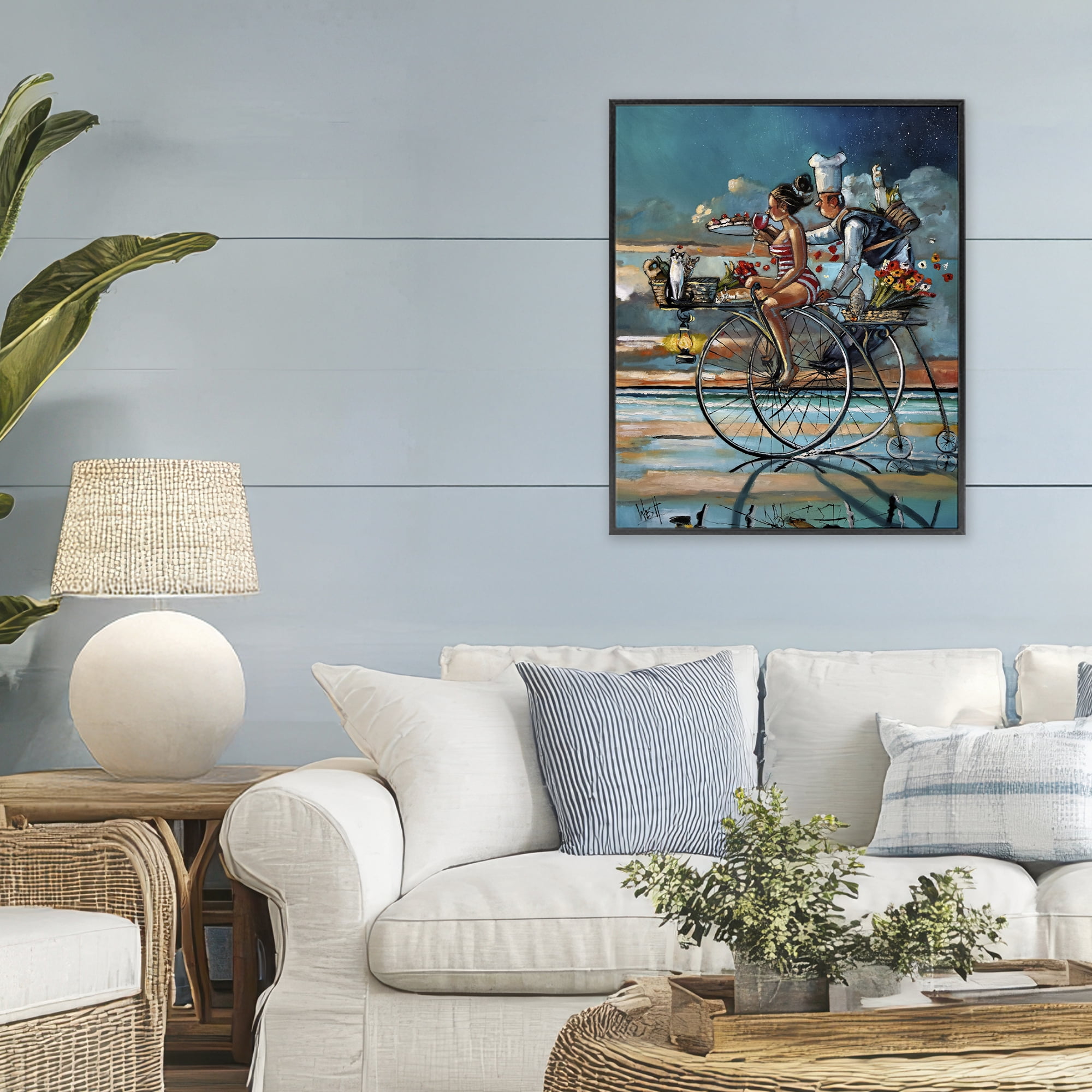Stupell Industries Zaan's Dream Seaside Bicycle Ride Black Framed Giclee Art, design by Ronald West