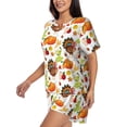thumbnail image 2 of Bixox Women's Thanksgiving Turkey Printed Pajama Set 2 Piece Lounge Set Top and Shorts Soft Pajamas, Shorts with Pockets, 2 of 7
