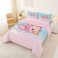 thumbnail image 2 of Erosebridal Cartoon Cute Axolotl Full Size Comforter Sets,Kawaii Stars Print Bedding Sets For Teens, Reversible 3pcs, 2 of 7