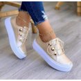 thumbnail image 2 of Lace-up Flats Sneakers Women Rivet Casual Shoes, 2 of 4