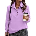 thumbnail image 2 of Weikingp Sweatshirts for Women Plain Oversized Sweatshirt Women'S Snap Button Pullover Tops Casual Long Sleeve Stand Neck Lightweight Sweatshirt Jumpers for Women Casual Henley Shirt Purple 3XL, 2 of 5