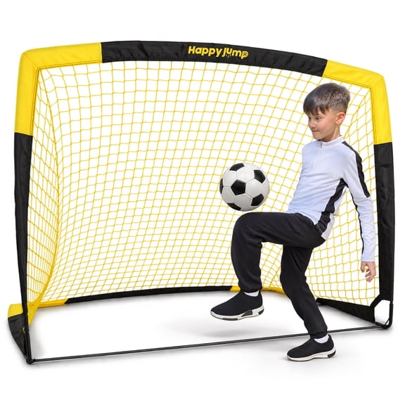 Happy Jump Portable Soccer Goals 5'x3.6' Folding Soccer Nets for Backyard Training Black/Yellow 1 pack