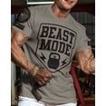 thumbnail image 2 of Gymish Beast Mode Workout Shirt for Men – Motivational Gym T-Shirt, Athletic Fitness Wear for Lifters, Warm Grey with Sleeve Logo, X-Large, 2 of 6