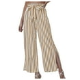 thumbnail image 2 of Wycnly Womens Palazzo Pants Palazzo Pants Women Vintage Slit High Waist Loose Wide Leg Long Pants with Belt Fashion Striped Print Lightweight Dress Pants Trousers Fall, 2 of 7