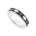 thumbnail image 1 of 925 Sterling Silver Oxidized Platinum Plated Bead Box Stackable Women Ring, 1 of 2