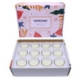 thumbnail image 2 of Set de 12 velas votivas blancas de cristal transparente sin perfume de cera de soja, 2 of 7