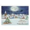 thumbnail image 1 of Christmas Cutting Board, Moon Santa Claus Reindeer Hovering in Winter Sky of a Small Village Illustration, Decorative Tempered Glass Cutting and Serving Board, Large Size, Navy White, by Ambesonne, 1 of 1