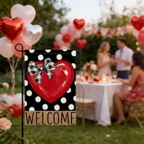 Valentine's Day Outdoor Garden Flag, Love Heart Spots Rustic Anniversary Wedding Yard Outdoor Flag, 12.6" X 18.5" Double Sided Design, for Valentine Decor