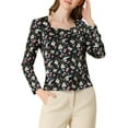 thumbnail image 1 of Allegra K Women's Blouse Cowl Neck Vintage Floral Long Sleeve, 1 of 6
