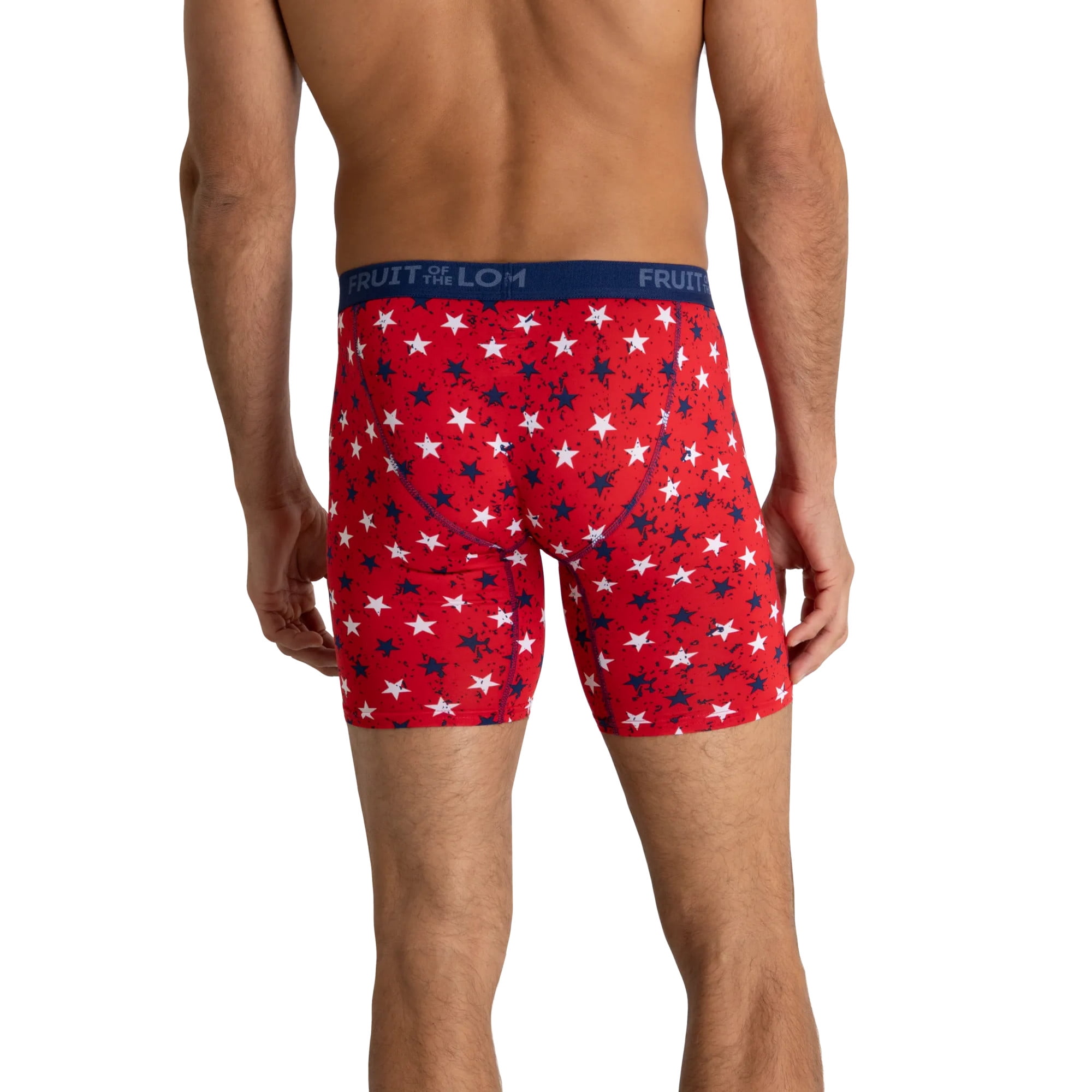 Fruit of the Loom Men's Americana Stretch Boxer Briefs, Moisture Wicking Underwear, 3-Pack