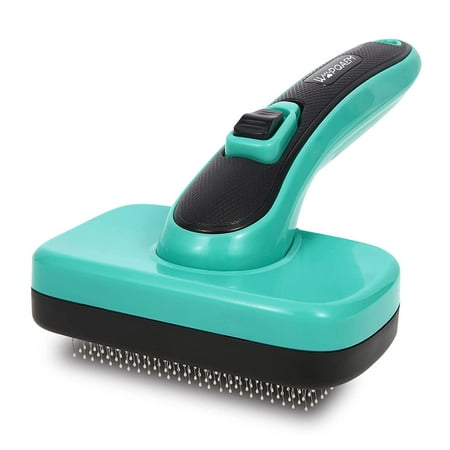Image showcasing Self-cleaning Slicker Brush, pet shedding and grooming tool, removes ...
