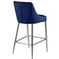 thumbnail image 2 of Meridian Furniture Karina Collection Modern | Contemporary Velvet Upholstered Counter Stool with Polished Chrome Metal Legs and Foot Rest, Set of 2, Navy, 2 of 5