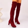 thumbnail image 2 of DeHolifer Women Boots Round Toe Drawstring Pointed High Heel Over the Knee Boots, 2 of 8