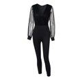 thumbnail image 5 of MSJUHEG Jumpsuits For Women One Piece Jumpsuits For Women V-Neck Sequined Mesh Rompers Long Sleeve Pocket Long Jumpsuit Womens Jumpsuit Black L, 5 of 7