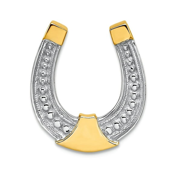 15mm 14k Two-tone Gold Horseshoe Pendant Necklace Two-color Pendant for Women