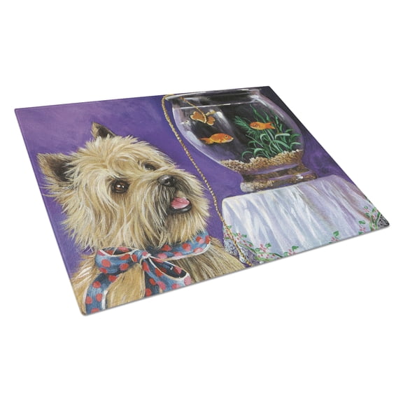 Carolines Treasures PPP3252LCB Cairn Terrier Gone Fishing Glass Cutting Board Large, 12H x 16W, multicolor