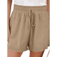 thumbnail image 1 of GORHGORH Women's Casual Solid Color Elastic Waist Cotton Linen Shorts, 1 of 3