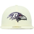 thumbnail image 2 of Men's New Era Cream Baltimore Ravens Chrome Color Dim 59FIFTY Fitted Hat, 2 of 5