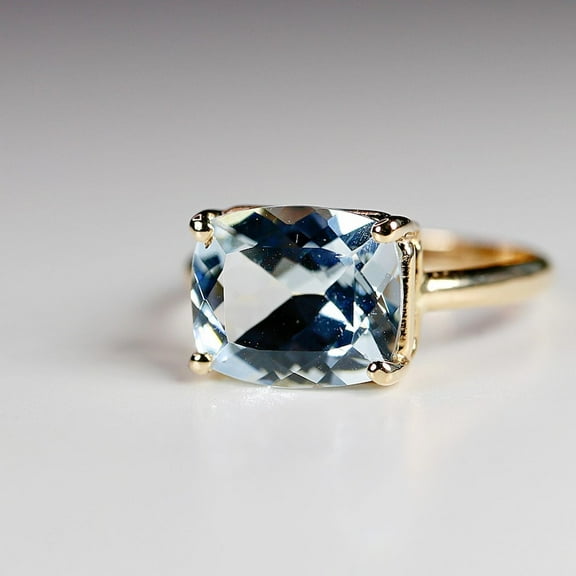 Aquamarine Ring, Natural Aquamarine Ring, Handmade Ring, Blue Aquamarine Ring, March Birthstone, Halo Ring, Solitaire Ring, Engagement Ring