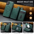 thumbnail image 2 of For iPhone 16 Plus PU Leather Wallet Phone Case,Compatible with Mag-Safe,Magnetic Detachable Card Holder,Back Flip Kickstand,2-in-1 Heavy Duty Shockproof RFID Blocking Phone Case,Green, 2 of 10