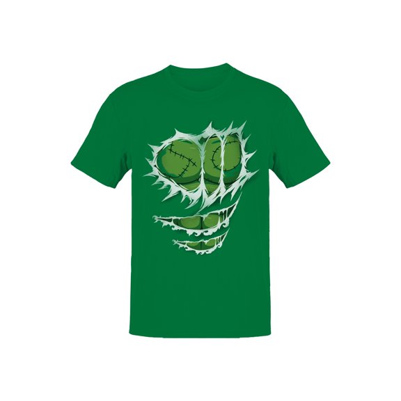 Scary Green Stitched Monster Face Men's T-shirt