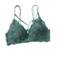 thumbnail image 4 of YWDJ Lounge Bras for Women Plus Size 2 Pack Front Closure Lounge Bras Size Small No Wire Comfortable Bras Spaghetti Straps Half Cup Push up Wrap Bras Padded Lace Bras Solid Bras Green L, 4 of 6