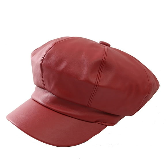 Riforla Women's Beret Leather Solid Color Versatile Painter Hat Spring Hat Berets Hat for Women