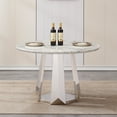 thumbnail image 5 of 47" Round Marble-Effect Dining Table, Modern Stainless Steel Base Kitchen Table with High-Gloss Faux Marble Top, Multi-Purpose Heavy-Duty Dining Room Table (Silver & White), 5 of 9