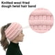 thumbnail image 3 of Gorro de invierno con cola de caballo de moño desordenado de punto trenzado suave y elástico para mujer, 3 of 5