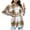 M-Khaki, variant on IROINNID Women's Jacket Shearling Jacket Turndown Lapel Plaid Long Sleeve Comfy Lattice Recreational Tops, Blue