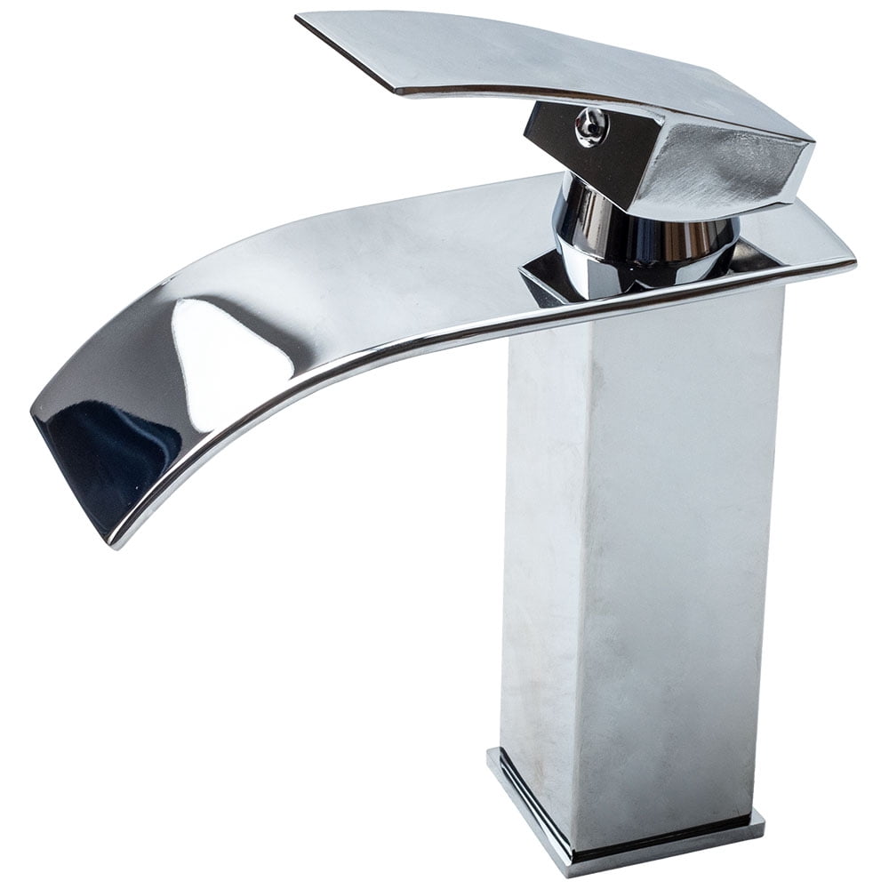 BFO Bathroom Waterfall Basin Sink Faucet Brushed Nickel Mixer Tap with Cover Plate