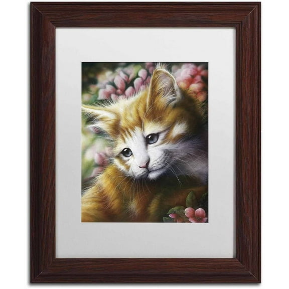 Trademark Fine Art 'Buttercup' Canvas Art by Jenny Newland, White Matte, Wood Frame