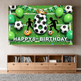 thumbnail image 5 of Green Balloon Soccer Banner Happy 8th Birthday Party Decoration Kids Celebration Backdrop for Soccer Party Children Event, 5 of 8