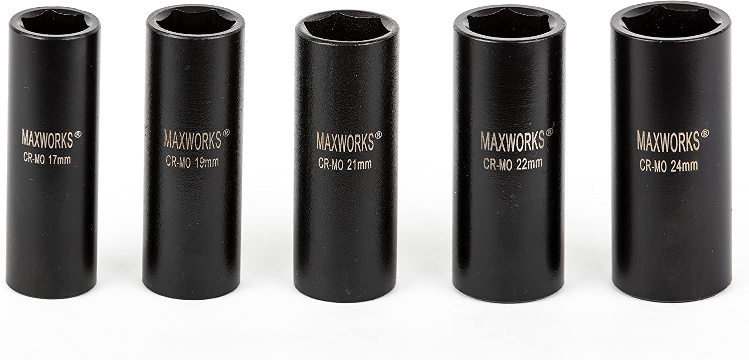 MaxWorks 80783 13-Piece 1/2" Drive Metric Impact Socket Set With Laser Etched Size Marking