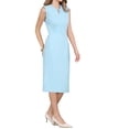 thumbnail image 4 of INSPIRE CHIC Women's Sleeveless Pencil Dress Choker V Neck 2026 Trendy Work Knee Length Dresses M Light Blue, 4 of 6