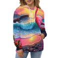 thumbnail image 4 of Tropical Sunset Flamingo Beach 3D Print Hoodie Men Women Autumn Thin Pullover Sweatshirt Vintage Streetwear Tops, 4 of 6
