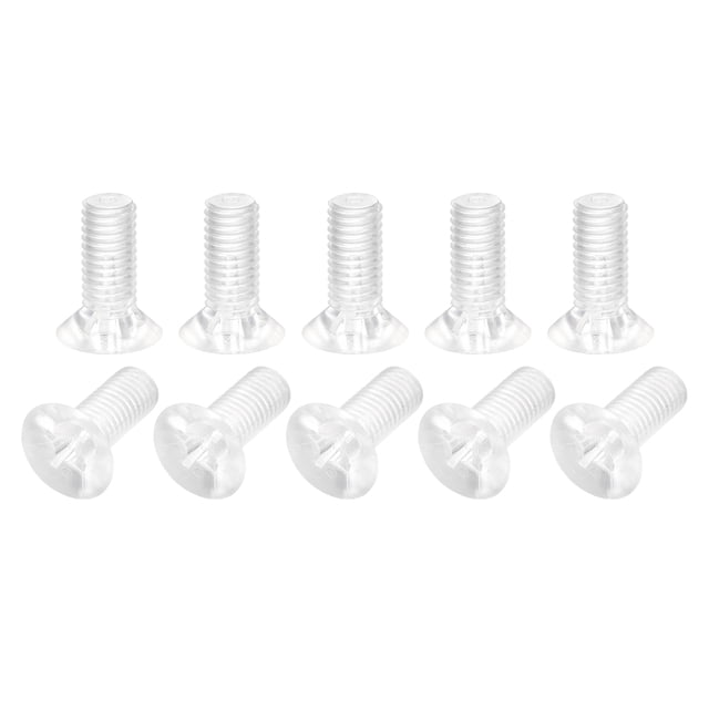 Unique Bargains M8x20mm Plastic Phillips Machine Screws, PC Flat Head Machine Bolts 10 Pack