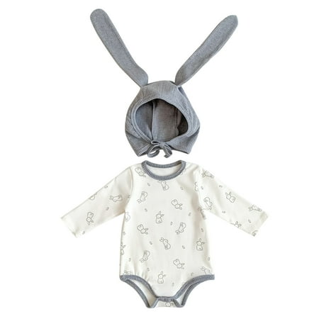 

Baby Boys Girls Bunny Outfit My First Easter Outfits Bodysuit Romper With Long Bunny Ear Hat