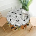 thumbnail image 2 of Halloween Tablecloth Round 60 Inch Black Burnt Orange Gold Pumpkin Spider Spiderweb Holiday Themed Scary Halloween Decorative Table Cloth Farmhouse for Indoor Party Kitchen Dinner Picnic Decor, 2 of 6