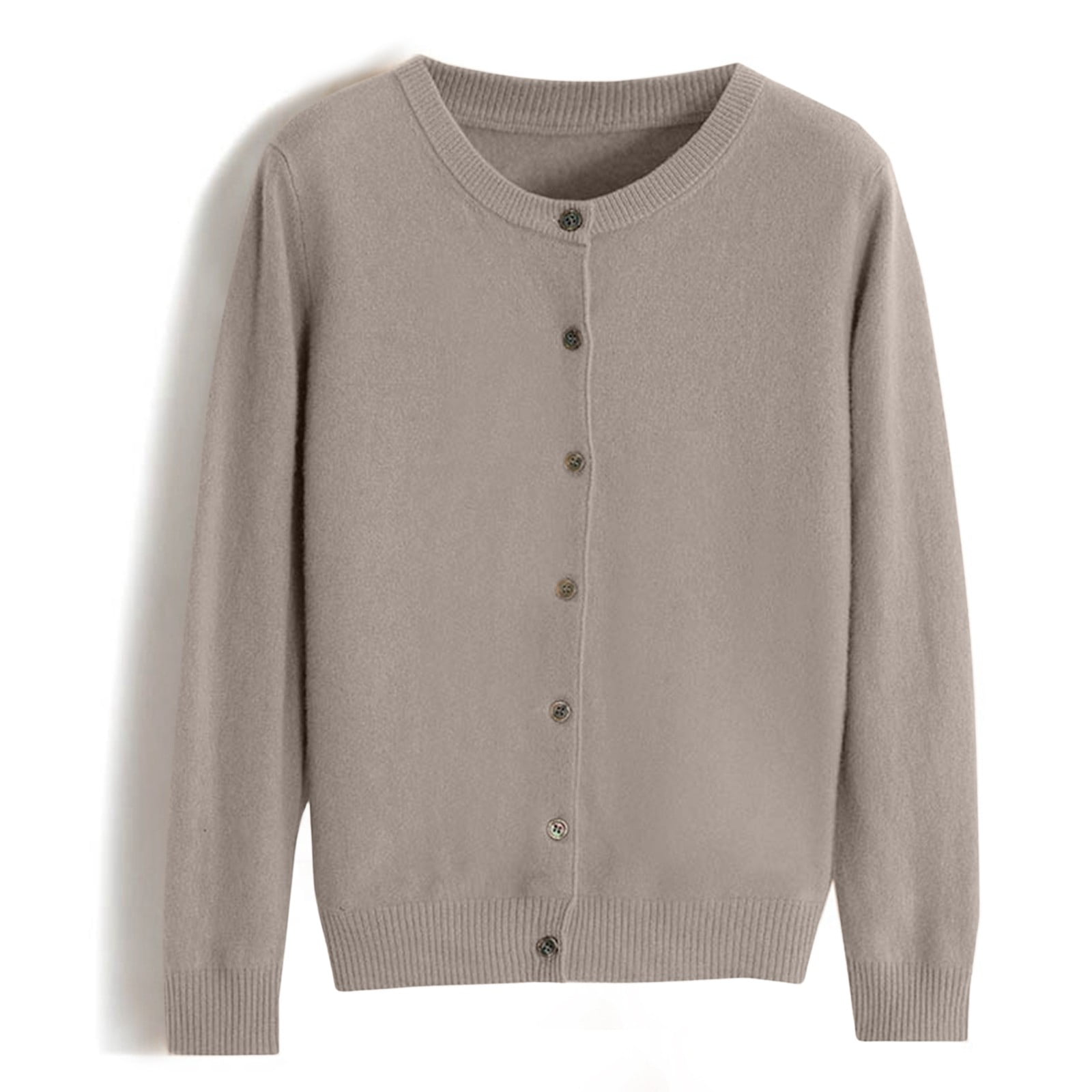 ZXLBBD Women's Cardigan Sweater Classic Crew Neck Button Collar