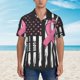 thumbnail image 2 of Balery Ribbon Breast Cancer Awareness Camisas hawaianas de manga corta para hombre, camisas playeras de corte holgado, camisas de vacaciones con botones,Small, 2 of 7