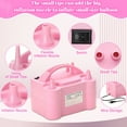 thumbnail image 3 of Electric Balloon Pump, Portable Dual Nozzle Blower Air Balloon Pump & Inflator for All Balloons Party Wedding Decoration 110V, 600W, Pink, 3 of 8