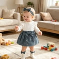 thumbnail image 5 of Gerichy Baby Girl Fall Winter Clothes Set Newborn Romper Dresses Outfit Long Sleeve Knitted Romper Dress + Sock + Headband Outfits 0-18 Months, 5 of 7