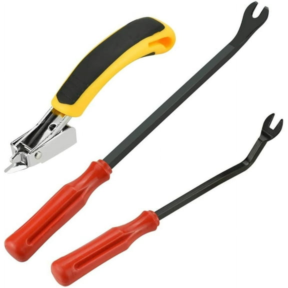 BUZIFU 3 Pcs Upholstery Staple Remover Nail Remover Tool, Nail Staple Rivet Tack Screwdriver Puller U Tip Screwdriver Nail Rivet Tack Lifter Puller Heavy Duty Tack Remover for Extracting Nails
