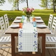 thumbnail image 4 of Table Runners 70 Inches Long Dress Scarves, Blue Spring Floral Farmhouse Coffee/Dining/Kitchen Table Decor, Holiday Table Runner, Watercolor Teal Plaid Summer Botanical 13x70 Inch, 4 of 9