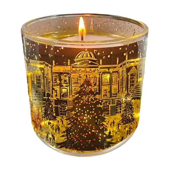 Automatic Scented Candle with Light Sensor, Christmas Tree Design Glass Jar Candle, Self-Igniting Holiday Decor Gift for Home(B)
