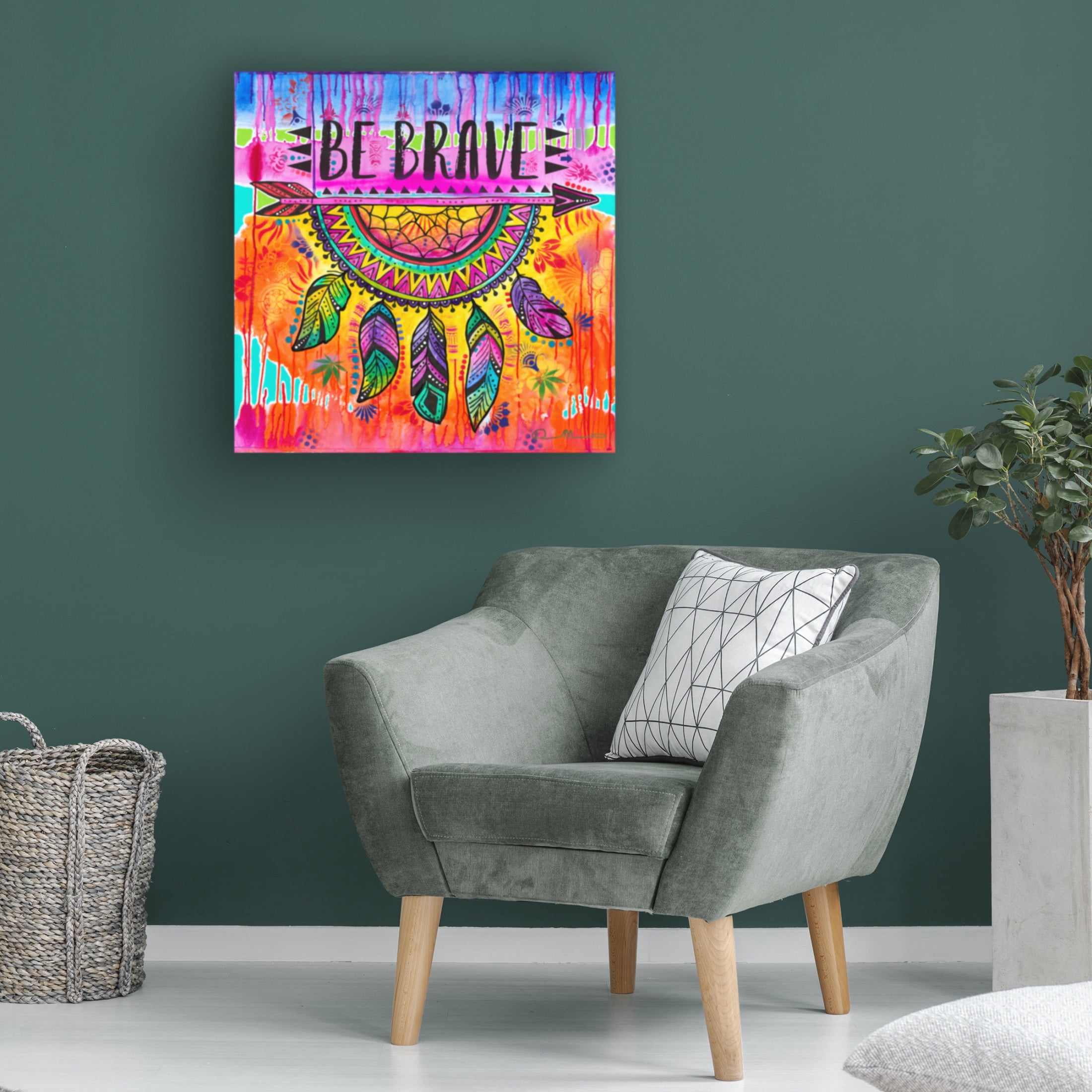 Canvas Wall Art - Dean Russo 'Be Brave' Wall Art for Living Room, Bedroom, or Office Décor by Trademark Fine Art - 14 x 14 Inches