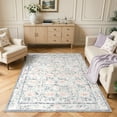 thumbnail image 2 of Lahome Decor 5'x7'Floral Living Room Rugs,5x7ft Boho Area Rug for Bedroom Machine Washable Rug- Non-Slip Soft Indoor Carpet, Stain Resistant Low Pile for Farmhouse,Dining Room,Office,Purple, 2 of 9